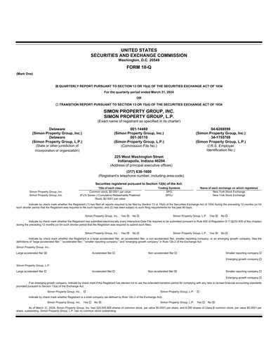 Thumbnail Simon Property Group Quarterly Report 2024-q1