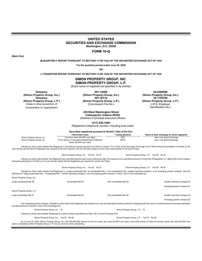 Thumbnail Simon Property Group Quarterly Report 2024-q2