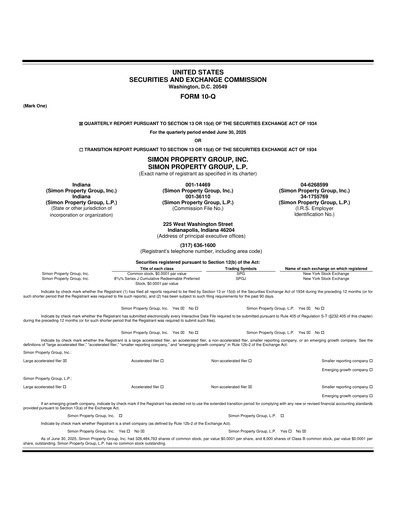 Thumbnail Simon Property Group Quarterly Report 2025-q2