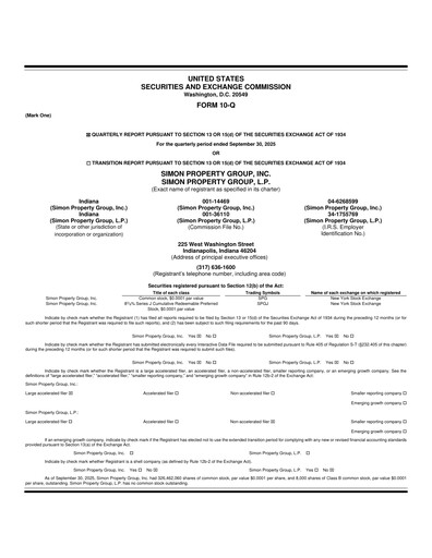 Thumbnail Simon Property Group Quarterly Report 2025-q3