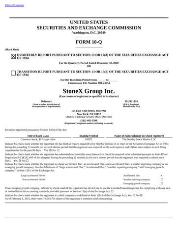 Thumbnail StoneX Group Quarterly Report 2021-q1