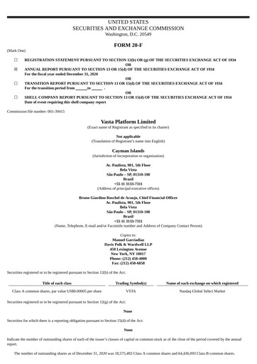 Thumbnail Vasta Platform Annual Report 2020