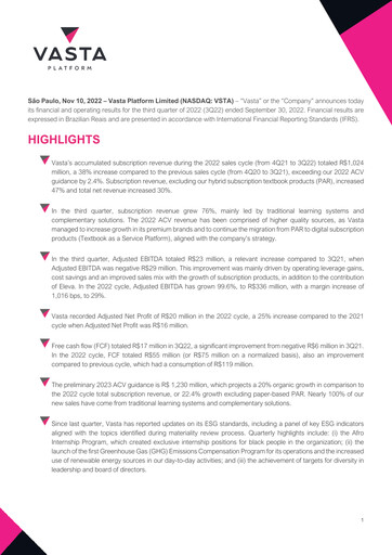Thumbnail Vasta Platform Quarterly Report 2022-q3