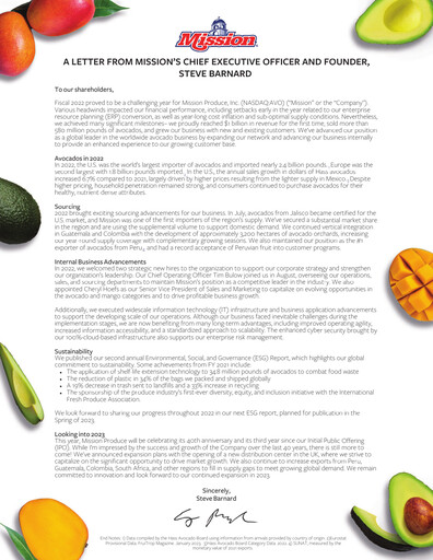 Thumbnail Mission Produce Annual Report 2022