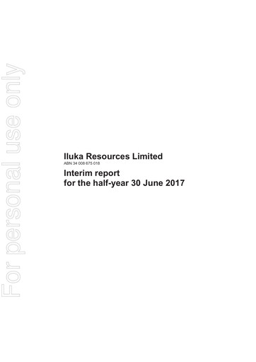 Thumbnail Iluka Resources Half-year Report 2017-h1