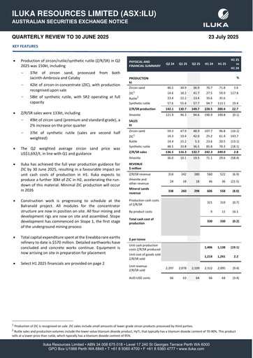 Miniature Iluka Resources Rapport trimestriel 2025-q2