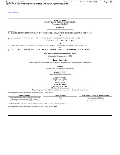 Thumbnail Inventiva Pharma Annual Report 2025