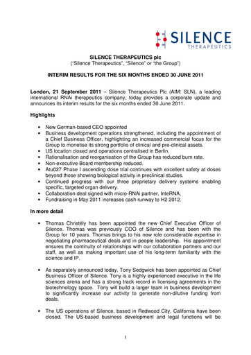 Thumbnail Silence Therapeutics Half-year Report 2011-h1