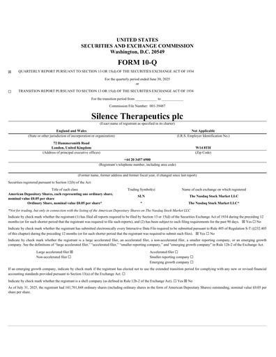 Thumbnail Silence Therapeutics Quarterly Report 2025-q2