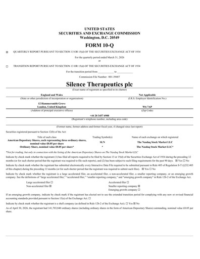 Thumbnail Silence Therapeutics Quarterly Report 2026-q1