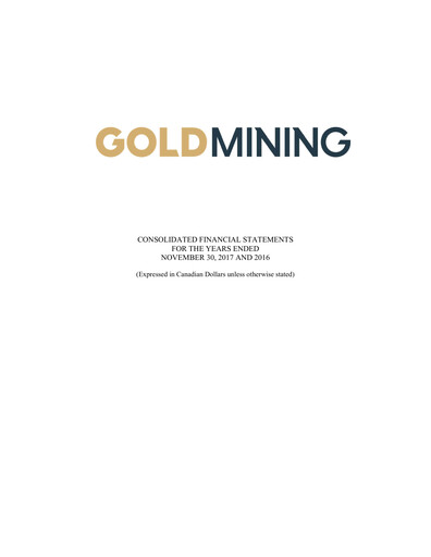 Vorschaubild GoldMining Inc. Finanzmitteilung fy2017