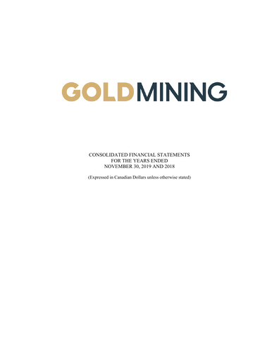 Vorschaubild GoldMining Inc. Finanzmitteilung fy2019