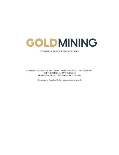 Thumbnail GoldMining Inc. Quarterly Report 2017-q1