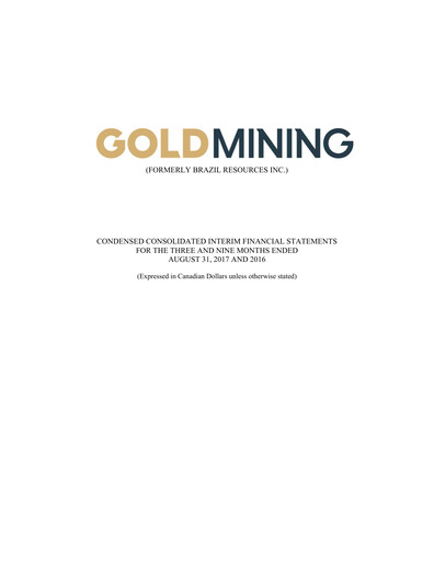 Thumbnail GoldMining Inc. Quarterly Report 2017-q3