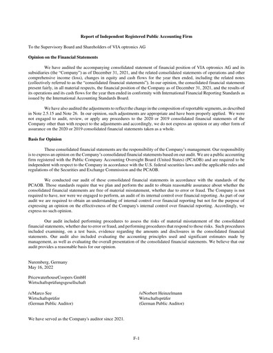 Thumbnail VIA optronics AG Financial Statement 2021