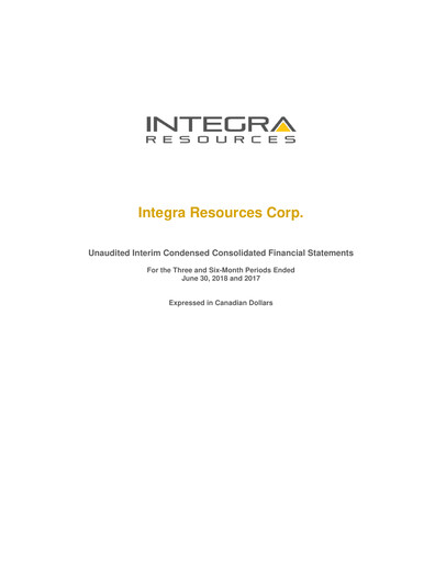 Thumbnail Integra Resources Quarterly Report 2018-q2