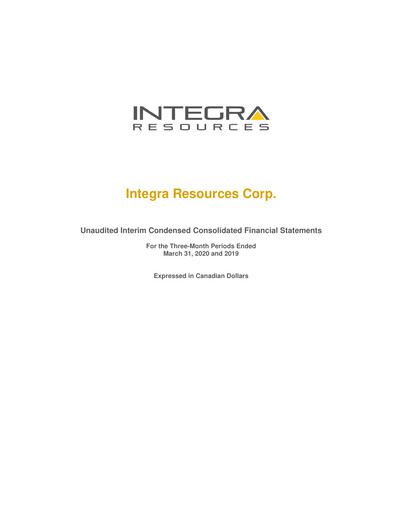 Thumbnail Integra Resources Quarterly Report 2020-q1
