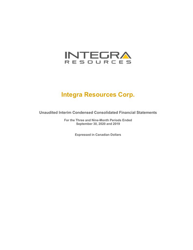 Thumbnail Integra Resources Quarterly Report 2020-q3