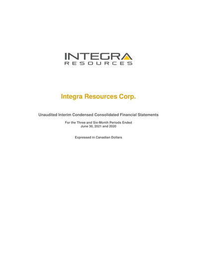 Thumbnail Integra Resources Quarterly Report 2021-q2