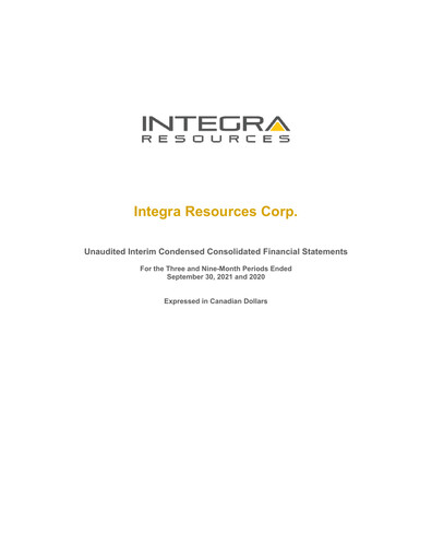 Thumbnail Integra Resources Quarterly Report 2021-q3