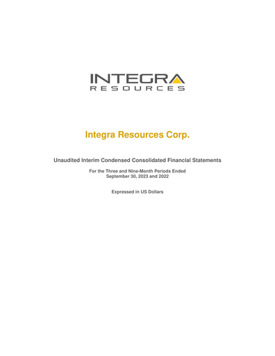 Thumbnail Integra Resources Quarterly Report 2023-q3