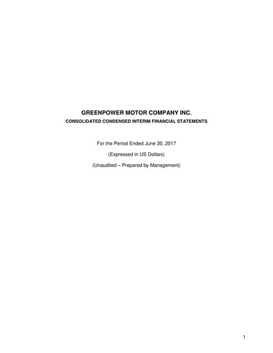 Thumbnail GreenPower Motor Company Quarterly Report fy2018-q1