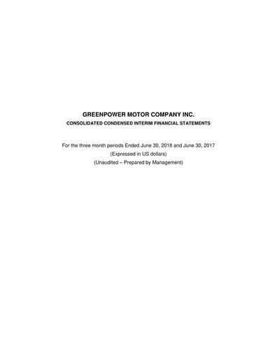 Thumbnail GreenPower Motor Company Quarterly Report fy2019-q1