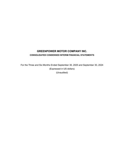 Thumbnail GreenPower Motor Company Quarterly Report fy2026-q2