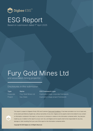 Vorschaubild Fury Gold Mines ESG-Bericht 2025