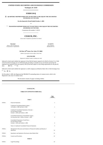 Thumbnail Tapestry Quarterly Report 2005-2006-q1