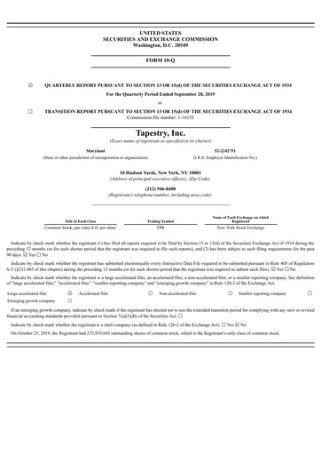 Thumbnail Tapestry Quarterly Report 2019-2020-q1