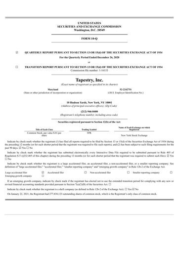 Thumbnail Tapestry Quarterly Report 2020-2021-q2
