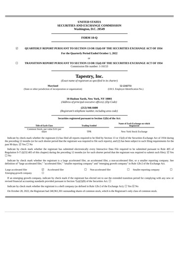 Thumbnail Tapestry Quarterly Report 2022-2023-q1
