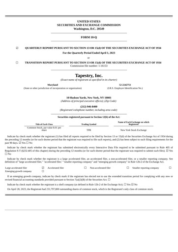 Thumbnail Tapestry Quarterly Report 2022-2023-q3
