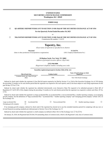 Thumbnail Tapestry Quarterly Report 2023-2024-q2