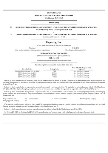 Thumbnail Tapestry Quarterly Report 2024-2025-q1