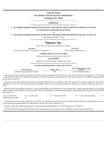 Thumbnail Tapestry Quarterly Report 2025-2026-q3