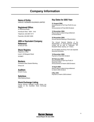 Thumbnail Harvey Norman Annual Report 2004