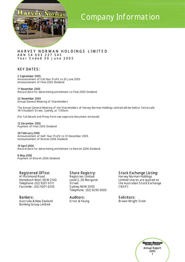 Thumbnail Harvey Norman Annual Report 2005