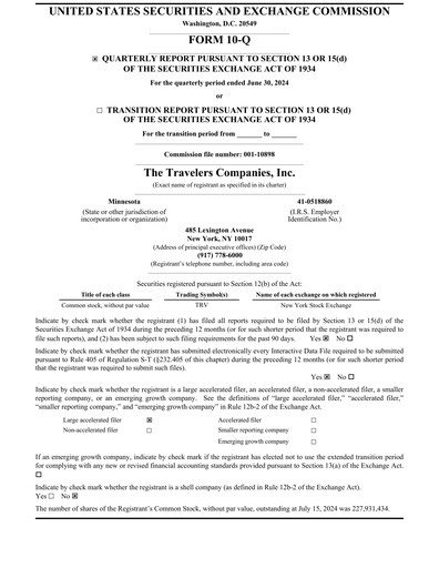 Thumbnail The Travelers Companies Quarterly Report 2024-q2