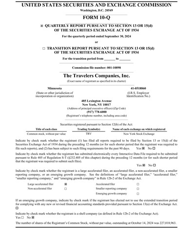 Thumbnail The Travelers Companies Quarterly Report 2024-q3