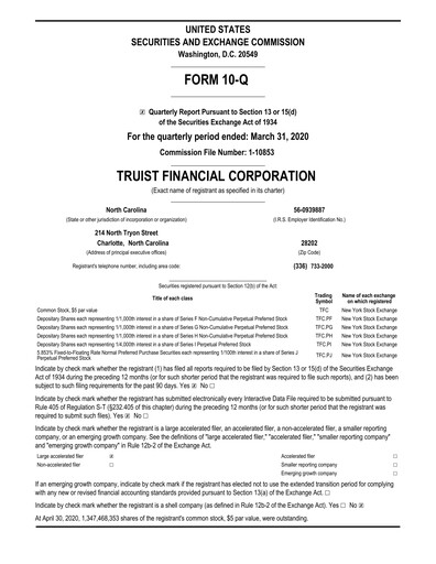Thumbnail Truist Financial Corporation Quarterly Report 2020-q1