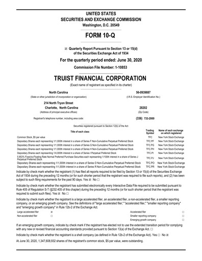 Thumbnail Truist Financial Corporation Quarterly Report 2020-q2