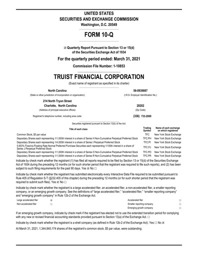 Thumbnail Truist Financial Corporation Quarterly Report 2021-q1