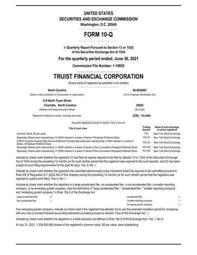 Thumbnail Truist Financial Corporation Quarterly Report 2021-q2