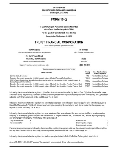Thumbnail Truist Financial Corporation Quarterly Report 2022-q2