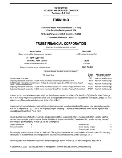 Thumbnail Truist Financial Corporation Quarterly Report 2022-q3