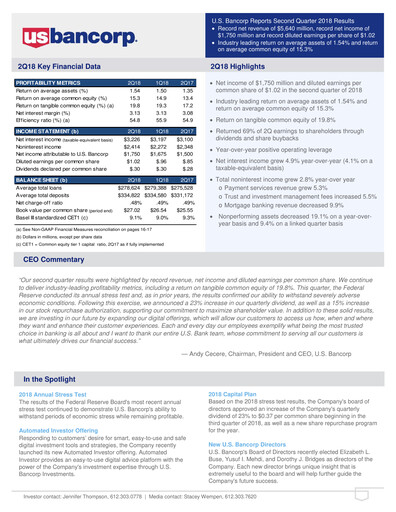 Thumbnail U.S. Bancorp Quarterly Report 2018-q2