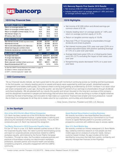 Thumbnail U.S. Bancorp Quarterly Report 2019-q1