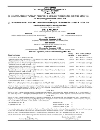 Thumbnail U.S. Bancorp Quarterly Report 2026-q2
